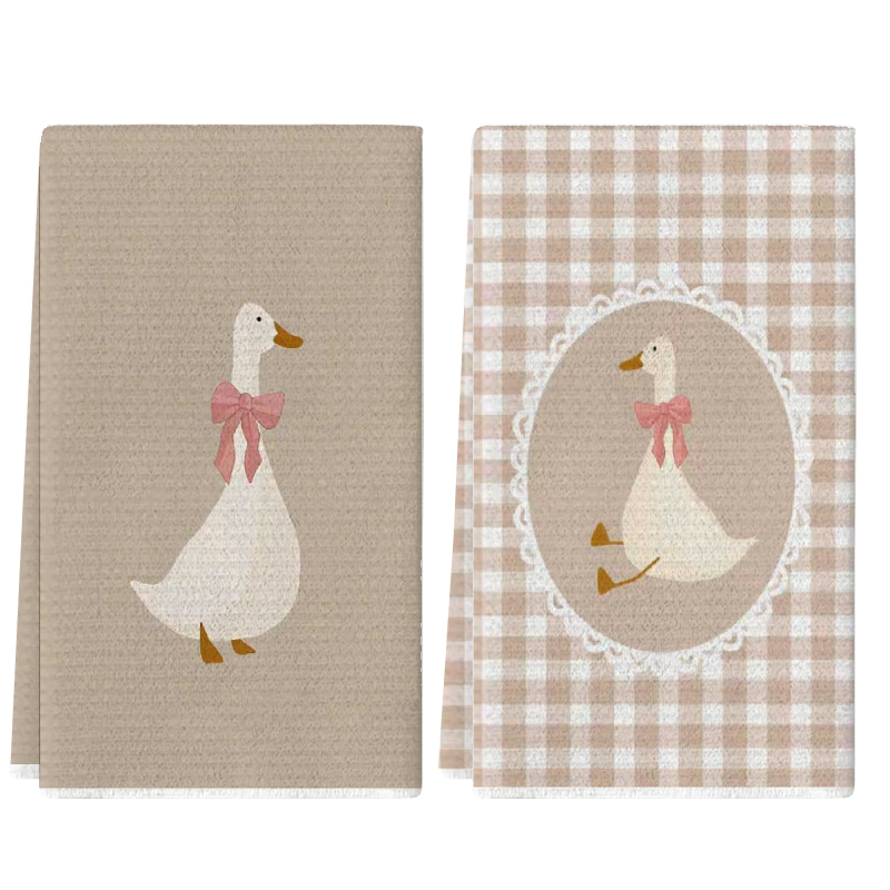 Home Cooking Cookbook - 2Pcs, Cute Duck Kitchen Towels, 40Cm*60Cm