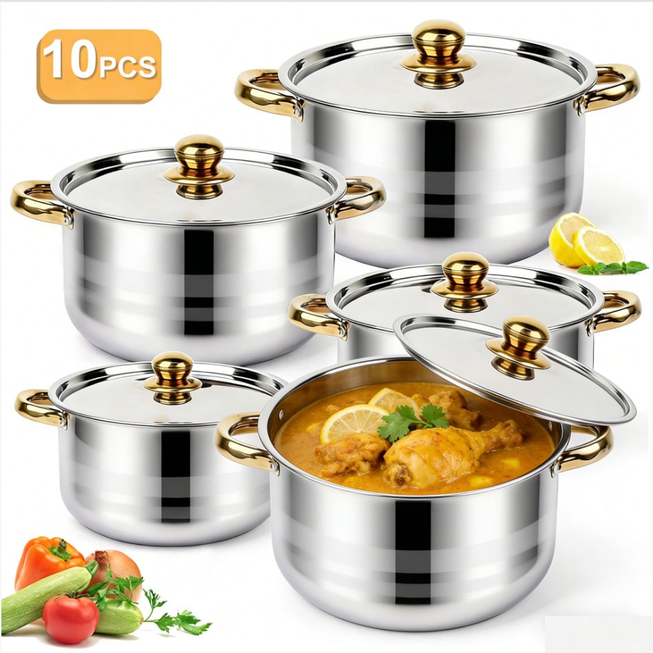 Home Cooking Cookbook - Stainless Steel Pot Set Modern Luxury