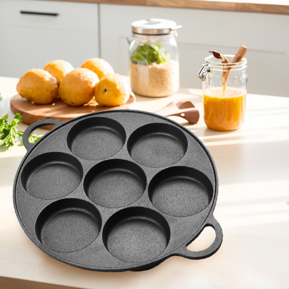 7 Hole Frying Pot Cast Iron No - Crepe Pan Nonstick review and price
