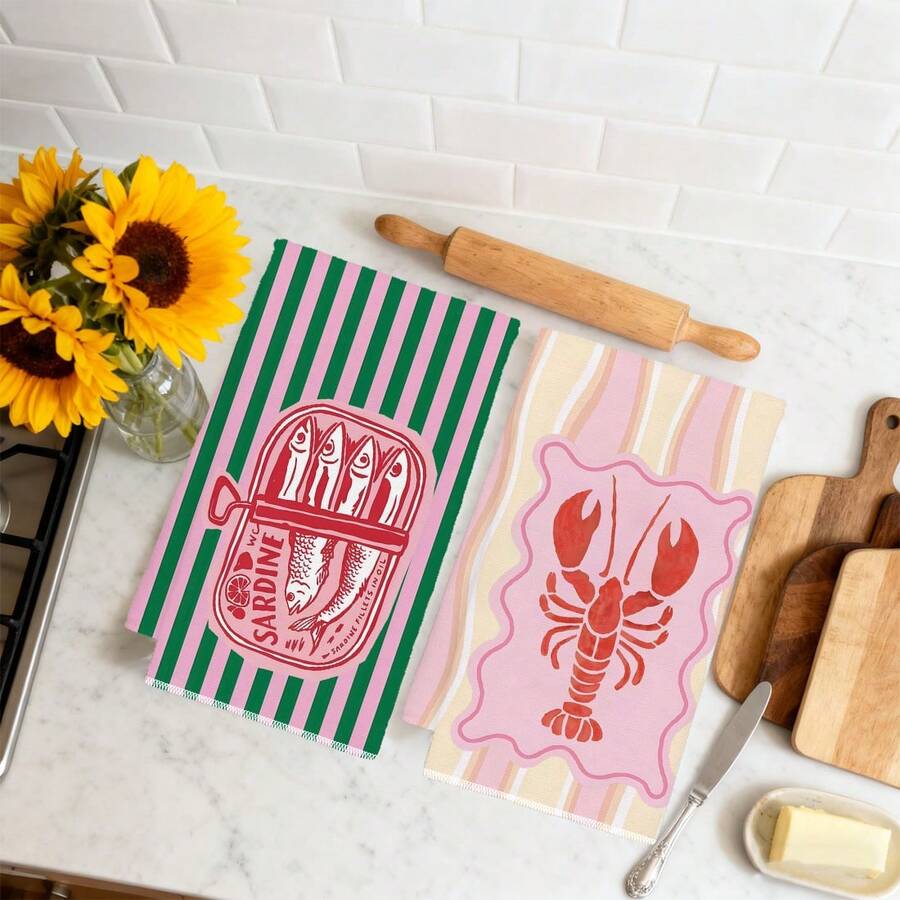 2Pcs, Pink and Green Striped S - Home Cooking Cookbook review and price