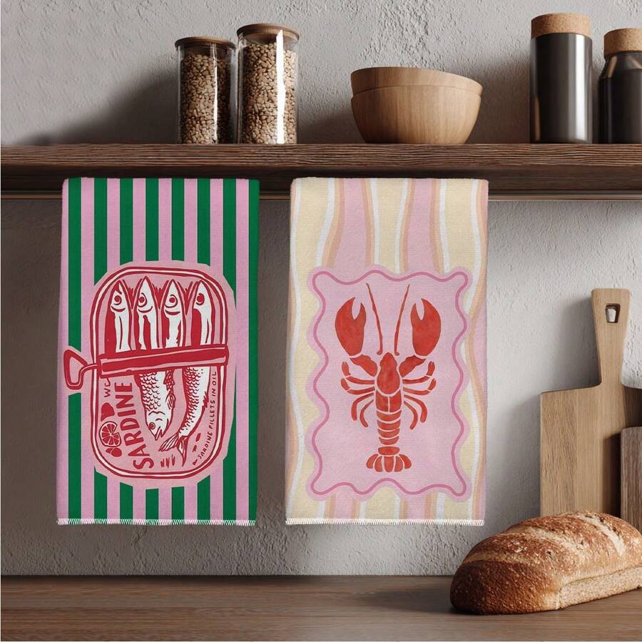 2Pcs, Pink and Green Striped S - Home Cooking Cookbook review and price