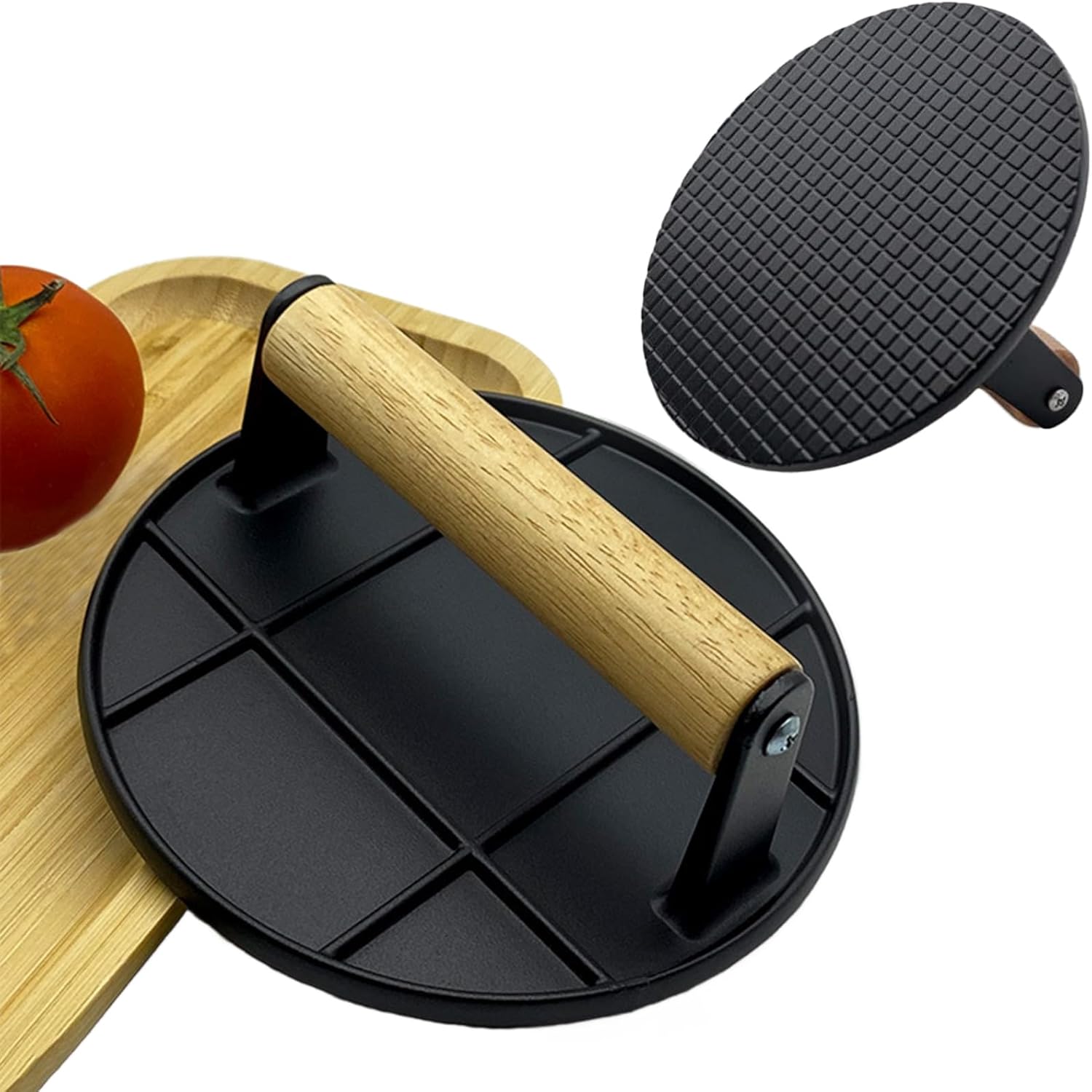 Smashed Burger Press with Wood - Crepe Pan Nonstick review and price