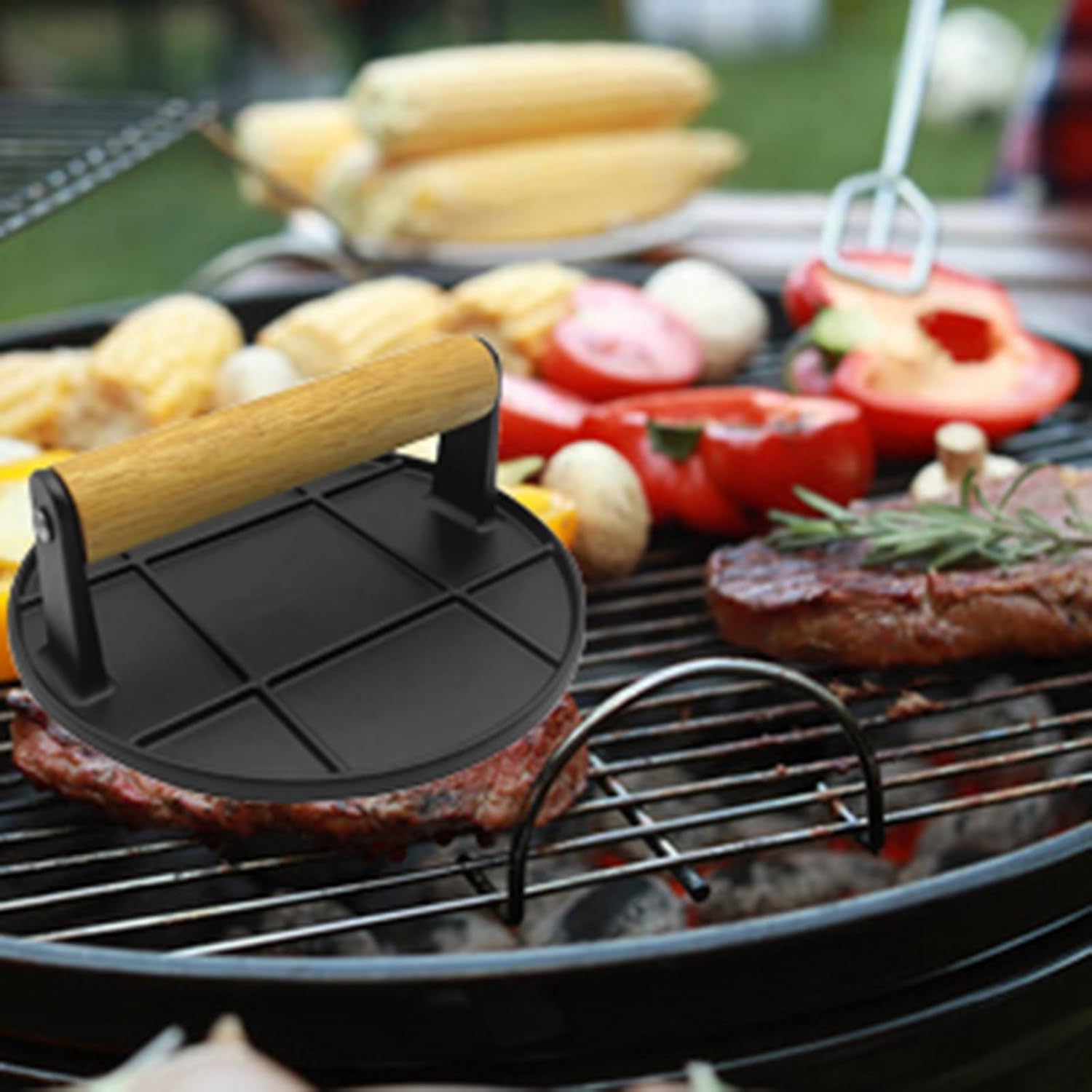 Smashed Burger Press with Wood - Crepe Pan Nonstick review and price