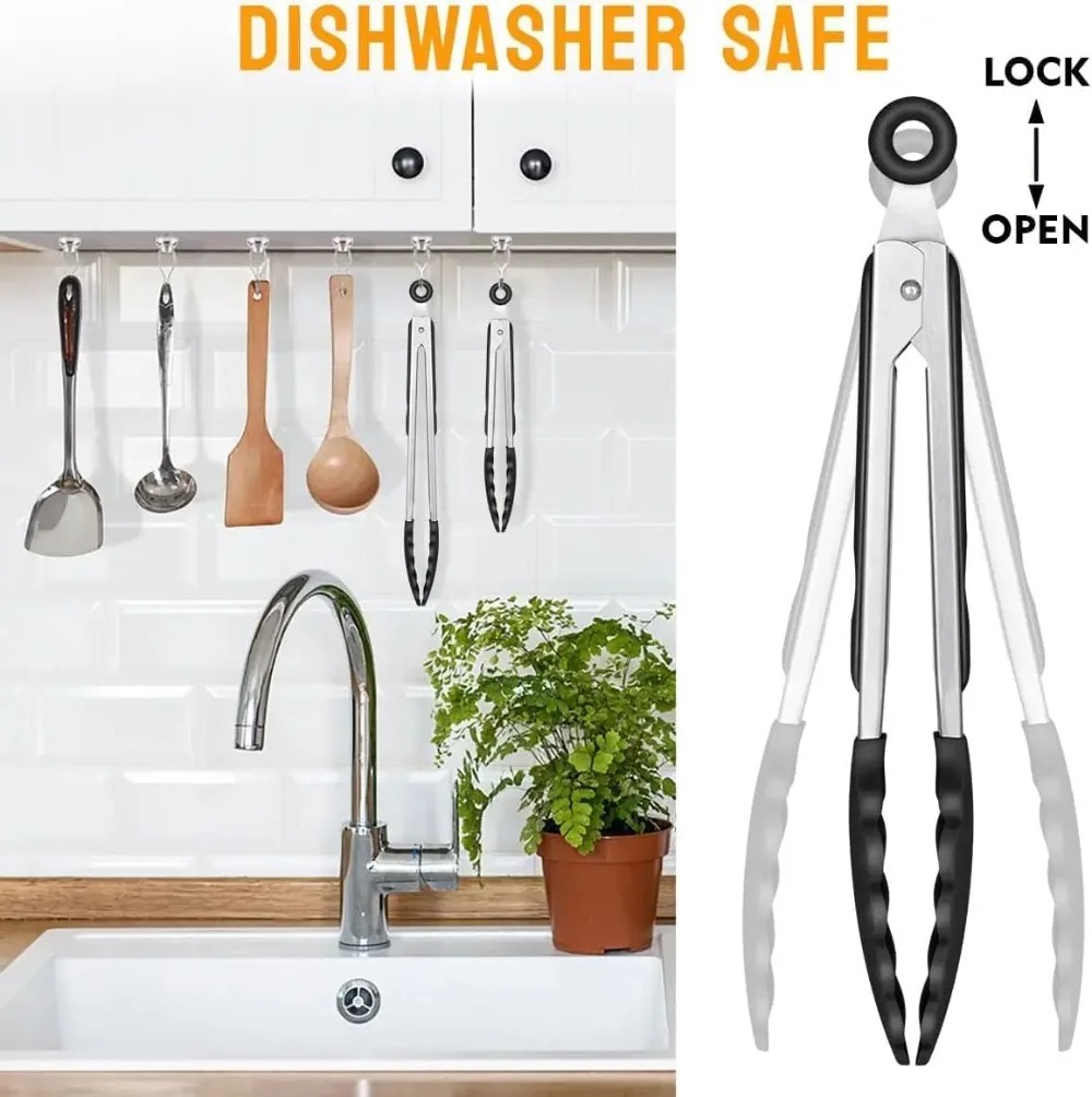 Multi-Size Lock Kitchen Tongs  - Home Cooking Cookbook review and price